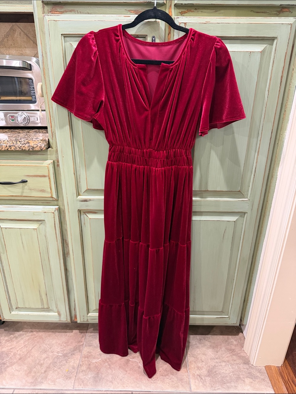SHEIN Velvet Maxi Dress - Ruby Red